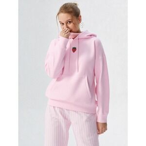 Better Together Pink Strawberry‎ Embroidered Hoodie Pajama Pants Set Women's XL